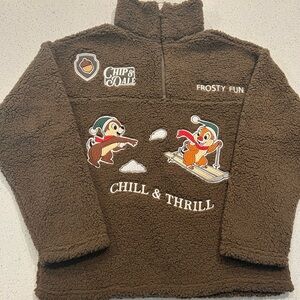 Disney CHIP & DALE Women's Winter Sherpa Fleece 1/4 Zip SMALL Embroidered NEW